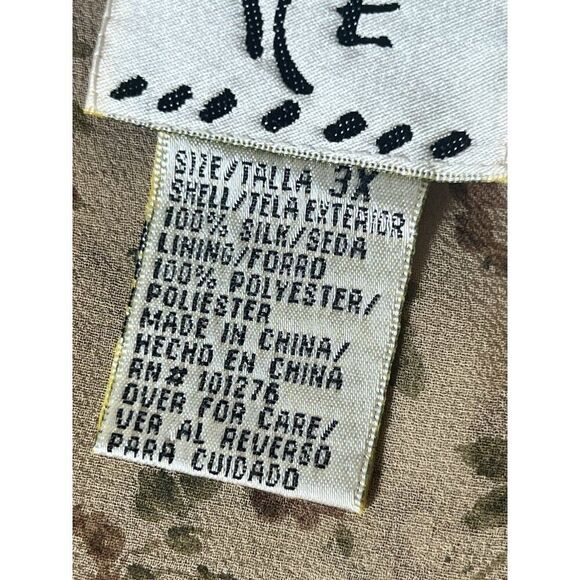 ICE Vintage Y2K Top  100% Silk Sheer Floral Nature Fairy Whimsigoth Artsy 3XL - Picture 7 of 7